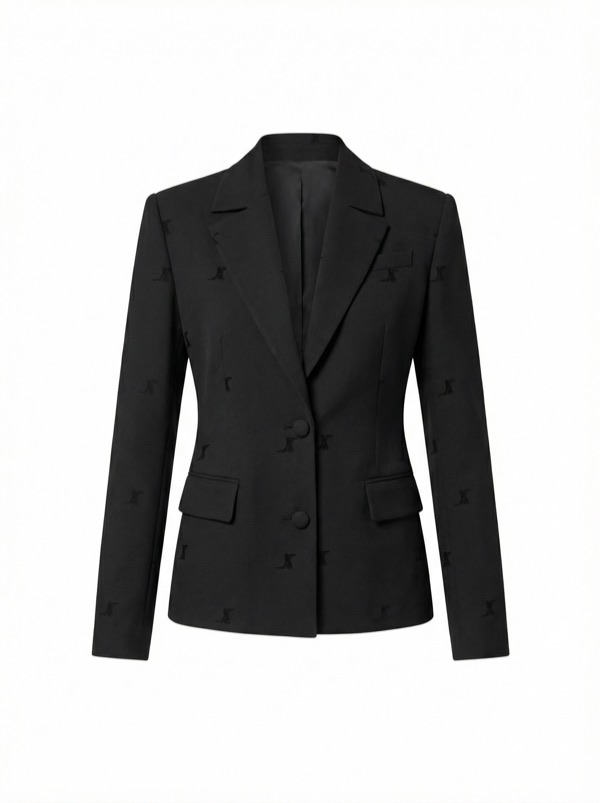 Notched Lapel Double-Breasted Jacket in Black