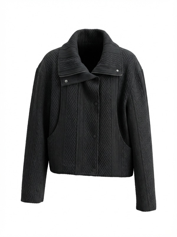 High Collar Jacket in Black