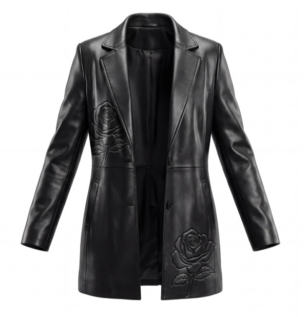 Rose Embossed Jacket in Black