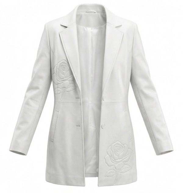 Rose Embossed Jacket in White