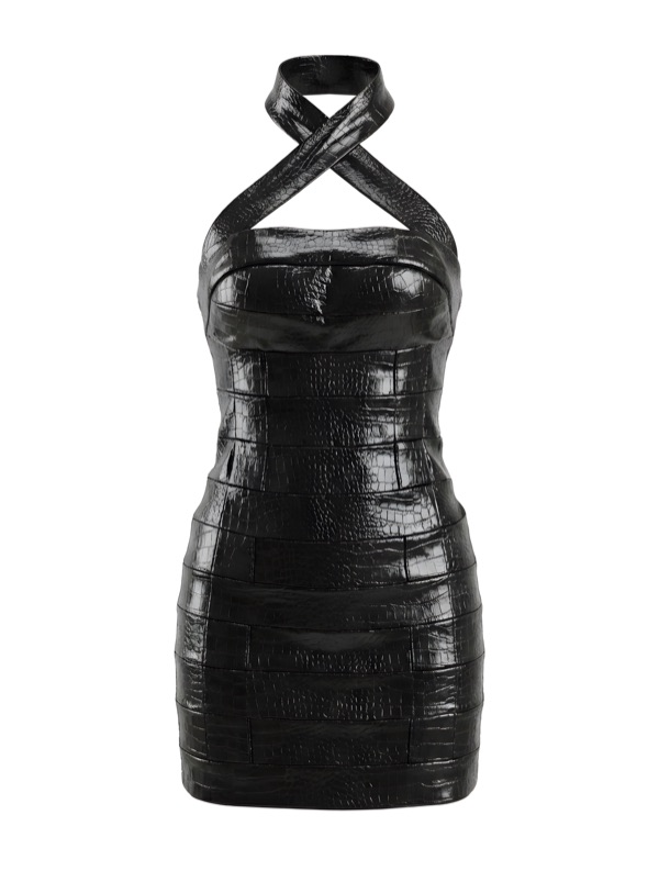 Criss-cross Splicing Dress in Black