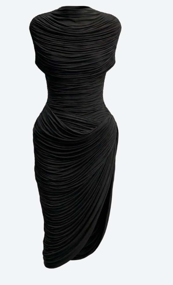 Ruched Dress in Black